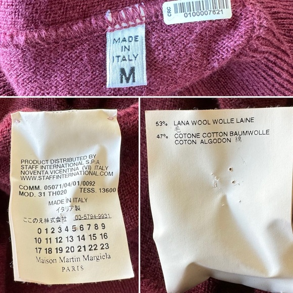 Maison Margiela Women's Collection Burgundy Sweater Cape Top Layering Piece - Picture 12 of 13